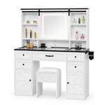 Load image into Gallery viewer, Vanya Makeup Vanity with Sliding LED Mirror & Charging – White