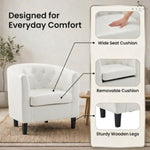 Load image into Gallery viewer, Emma Button-Tufted Faux Leather Barrel Accent Chair - White