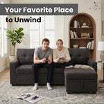 Load image into Gallery viewer, Laura 84" L-Shaped Sleeper Sectional Sofa with Storage Chaise - Espresso / Velvet