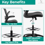 Load image into Gallery viewer, Serena Mesh Drafting Chair with Adjustable Foot Ring - Black