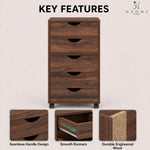 Load image into Gallery viewer, Taylor 5-Drawer Storage Cabinet with Wheels & Tabletop - Brown Oak