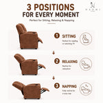 Load image into Gallery viewer, Suri Push Back Kids Recliner with Footrest & Cup Holders - Brown / Microfiber
