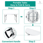 Load image into Gallery viewer, 5 Ft Round Bi-Fold Resin Folding Table with Carrying Handle