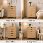 Load image into Gallery viewer, Taylor 5-Drawer Storage Cabinet with Wheels & Tabletop - Natural