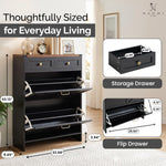 Load image into Gallery viewer, Berenice Farmhouse Shoe Cabinet with 2 Flip Drawers - Black