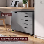 Load image into Gallery viewer, Amy 5-Drawer Storage Cabinet with 2 Shelves & Wheels - Gray