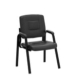 Load image into Gallery viewer, Mindy Reception Chair - Faux Leather Upholstery with Padded Arms - Black / Set of 2