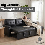Load image into Gallery viewer, Laura 84" L-Shaped Sleeper Sectional Sofa with Storage Chaise - Black / Air Leather