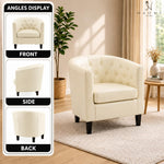 Load image into Gallery viewer, Emma Button-Tufted Faux Leather Barrel Accent Chair - Cream