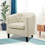 Load image into Gallery viewer, Emma Set of 2 Button-Tufted Faux Leather Barrel Chairs - Cream