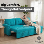 Load image into Gallery viewer, Laura 84" L-Shaped Sleeper Sectional Sofa with Storage Chaise - Teal / Velvet