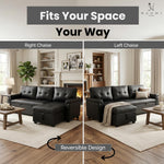 Load image into Gallery viewer, Laura 84" L-Shaped Sleeper Sectional Sofa with Storage Chaise - Black / Air Leather