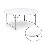 Load image into Gallery viewer, 5 Ft Round Bi-Fold Resin Folding Table with Carrying Handle