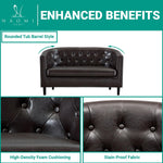Load image into Gallery viewer, Emma Tufted Barrel Loveseat with Faux Leather Upholstery
