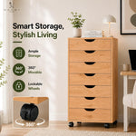 Load image into Gallery viewer, Debbie 7-Drawer Storage Cabinet with Wheels & Tabletop - Natural