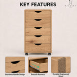 Load image into Gallery viewer, Taylor 5-Drawer Storage Cabinet with Wheels & Tabletop - Natural