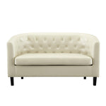 Load image into Gallery viewer, Emma Tufted Barrel Loveseat with Faux Leather Upholstery - Cream