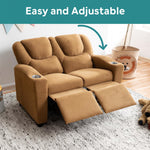 Load image into Gallery viewer, Suri Kids Recliner Loveseat with Dual Cup Holders - Brown / Microfiber