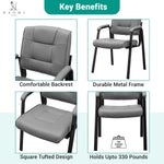 Load image into Gallery viewer, Mindy Reception Chair - Faux Leather Upholstery with Padded Arms - Gray / Set of 2