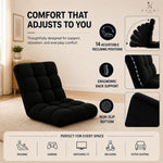 Load image into Gallery viewer, Desmond Adjustable Floor Chair with 14 Reclining Positions - Black