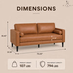 Load image into Gallery viewer, Marisa Genuine Leather Mid-Century Sofa with Bolster Pillows