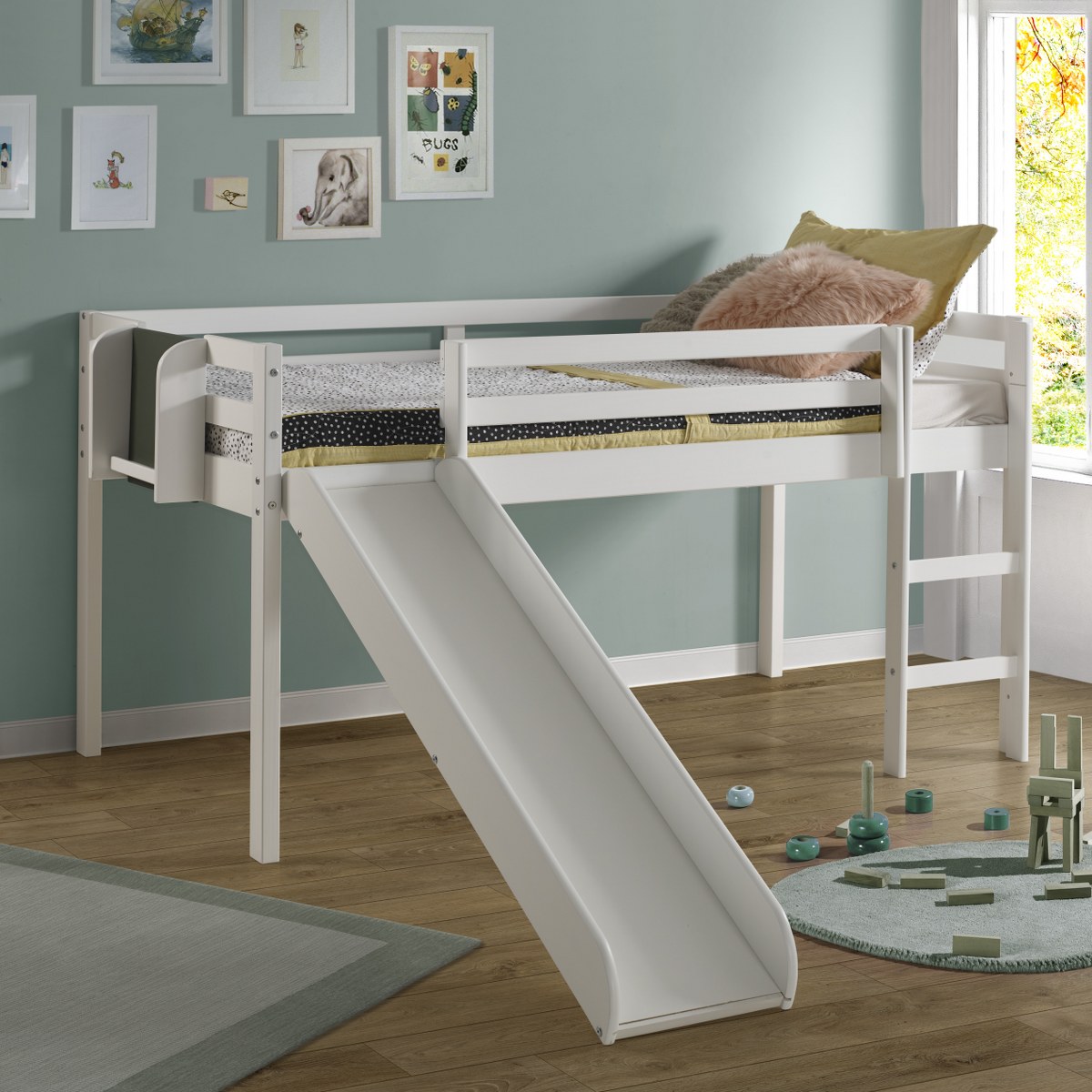 Naomi Home Cindy Low Loft Bed With Fun, Bunk Beds With A Slide Attached