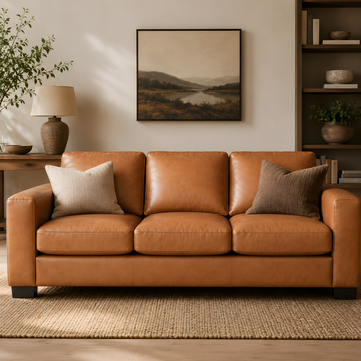 Freya genuine leather oversized 3 seater sofa