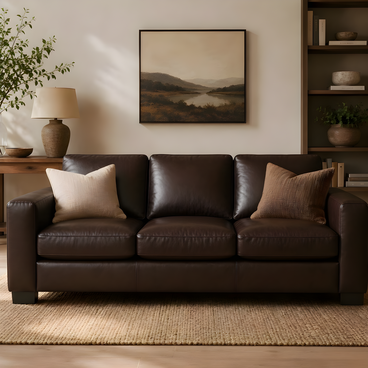 Freya genuine leather oversized 3 seater sofa
