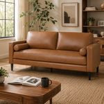 Load image into Gallery viewer, Velonie Air Leather Mid-Century Sofa with Bolster Pillows
