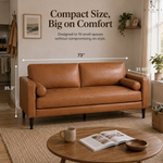 Load image into Gallery viewer, Velonie Air Leather Mid-Century Sofa with Bolster Pillows
