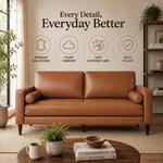 Load image into Gallery viewer, Velonie Air Leather Mid-Century Sofa with Bolster Pillows
