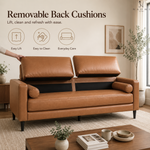 Load image into Gallery viewer, Velonie Air Leather Mid-Century Sofa with Bolster Pillows
