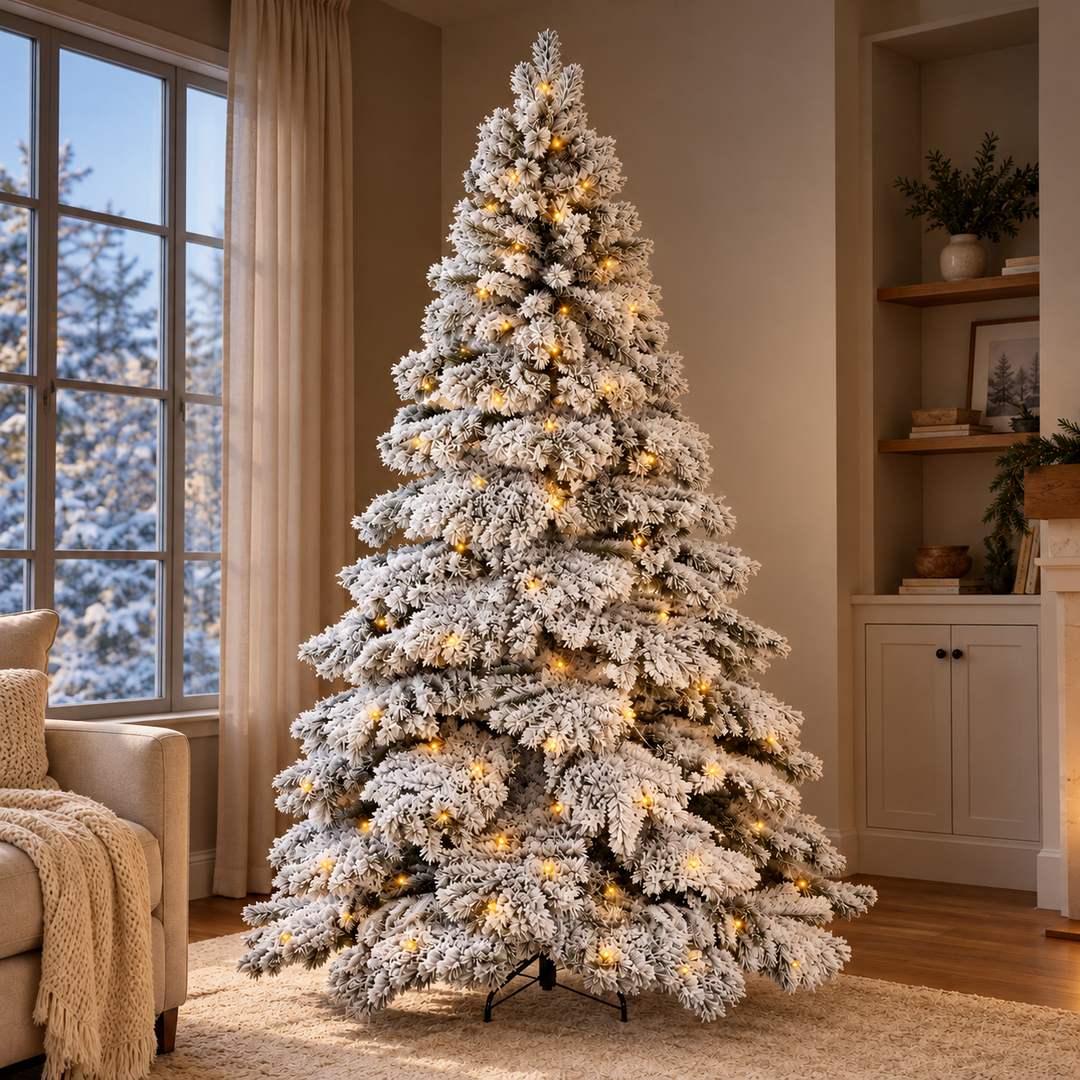 Brittany 7.5ft Artificial Prelit Snow Flocked Christmas Tree