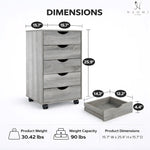 Load image into Gallery viewer, Taylor 5-Drawer Storage Cabinet with Wheels &amp; Tabletop - Gray Oak
