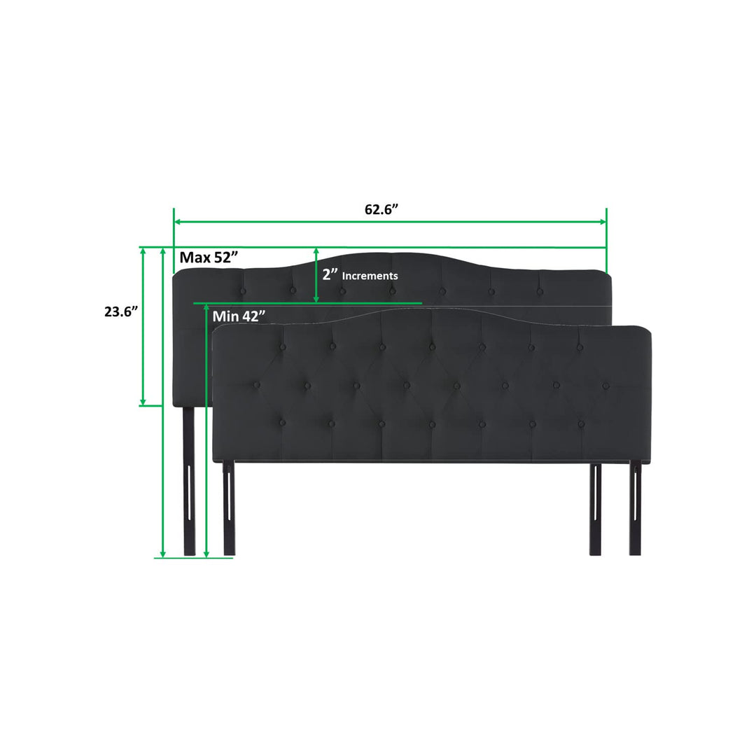 Cassandra Adjustable Upholstered Headboard for Full Queen - Black