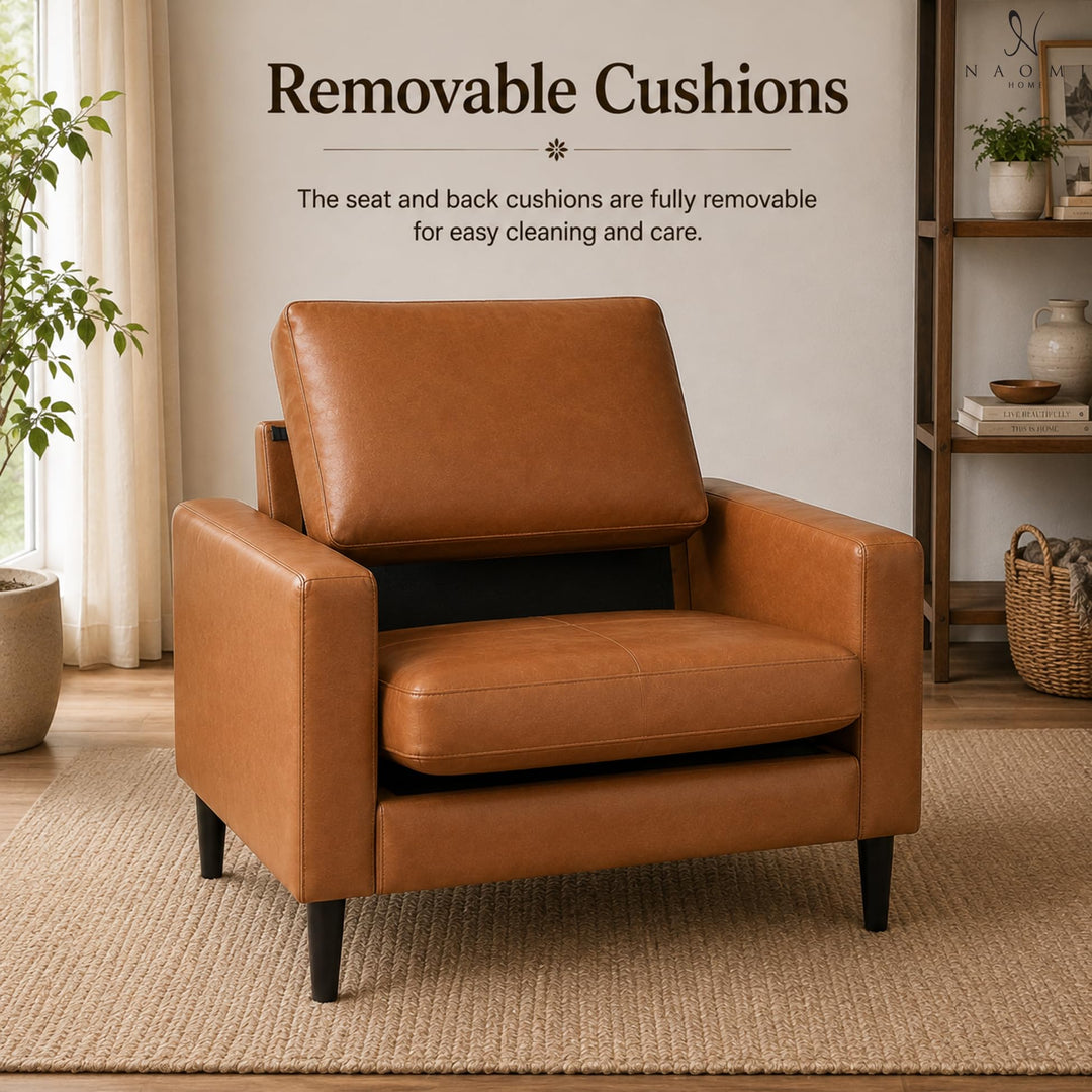 Velonie Air Leather Mid-Century Accent Chair