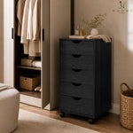Load image into Gallery viewer, Taylor 5-Drawer Storage Cabinet with Wheels &amp; Tabletop - Distressed Black
