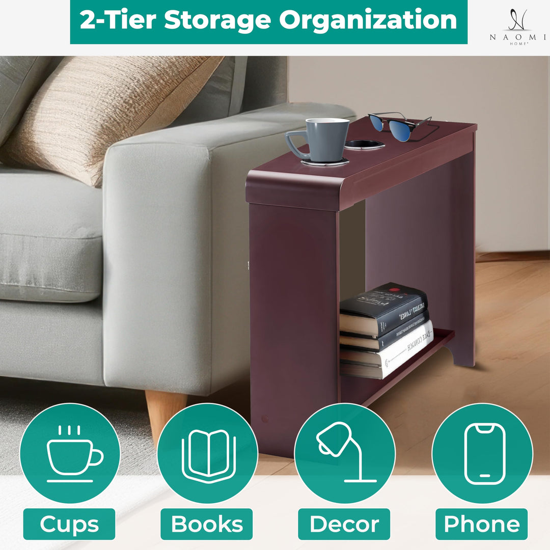 Jade Modern Nightstand - Charging Station with USB Ports & Outlets - Cherry