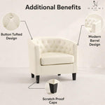 Load image into Gallery viewer, Emma Button-Tufted Faux Leather Barrel Accent Chair - Cream
