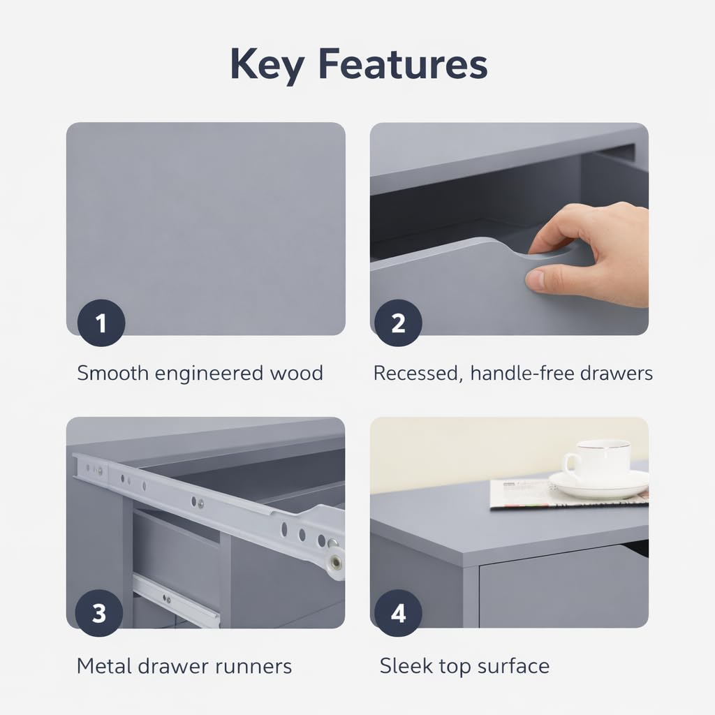 Bianca 9-Drawer Vertical Storage Cabinet with Tabletop - Gray