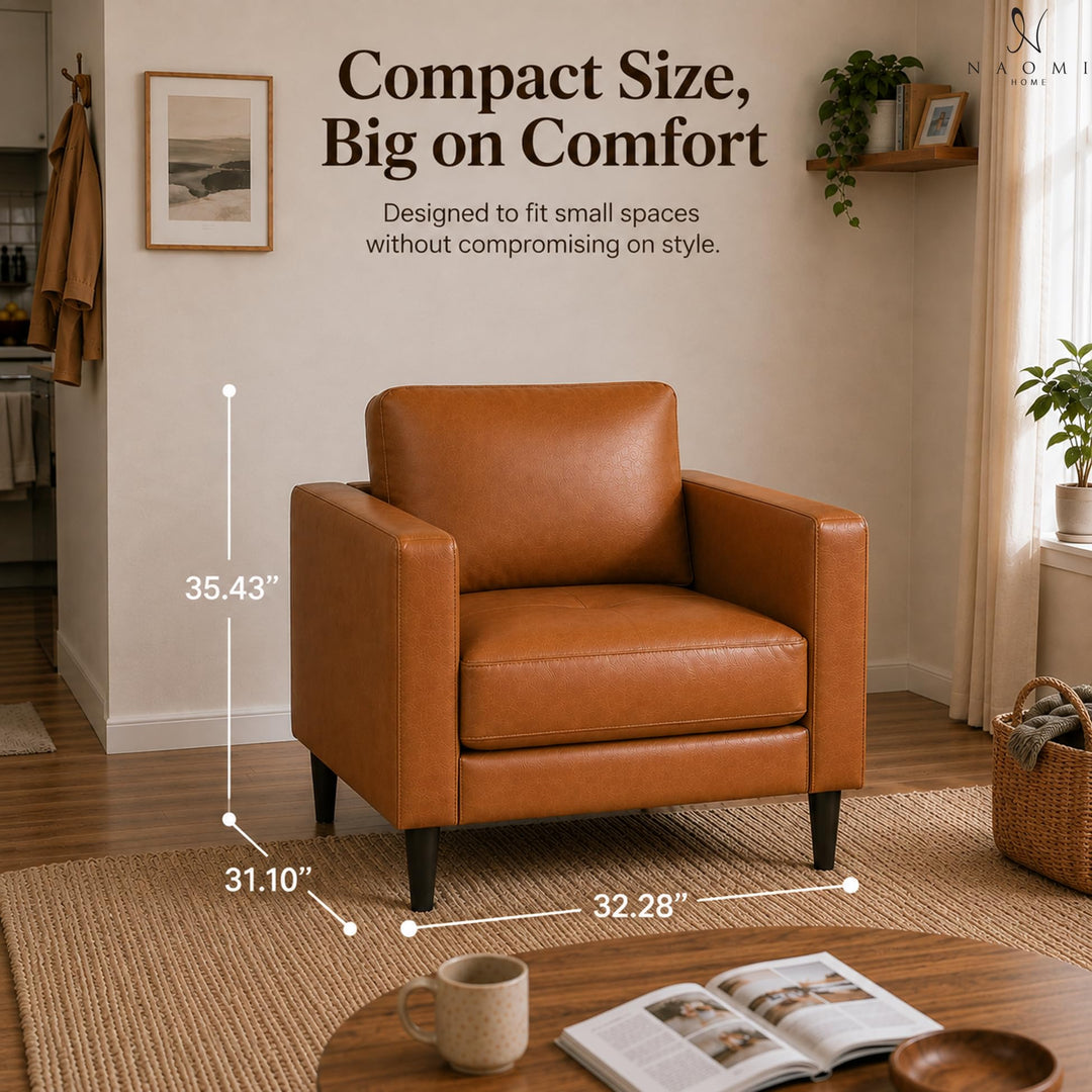 Velonie Air Leather Mid-Century Accent Chair