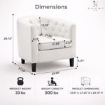 Load image into Gallery viewer, Emma Button-Tufted Faux Leather Barrel Accent Chair - White
