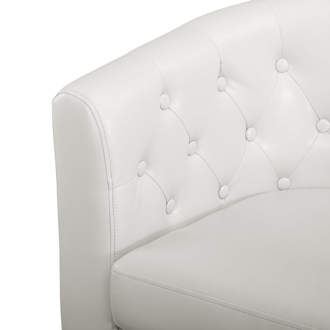 Emma Tufted Barrel Loveseat with Faux Leather Upholstery