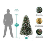 Load image into Gallery viewer, Vancouver Spruce Frosted Pre-Lit Christmas Tree with Pine Cones Berries - 4.5 ft
