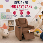 Load image into Gallery viewer, Suri Push Back Kids Recliner with Footrest &amp; Cup Holders - Brown / Microfiber
