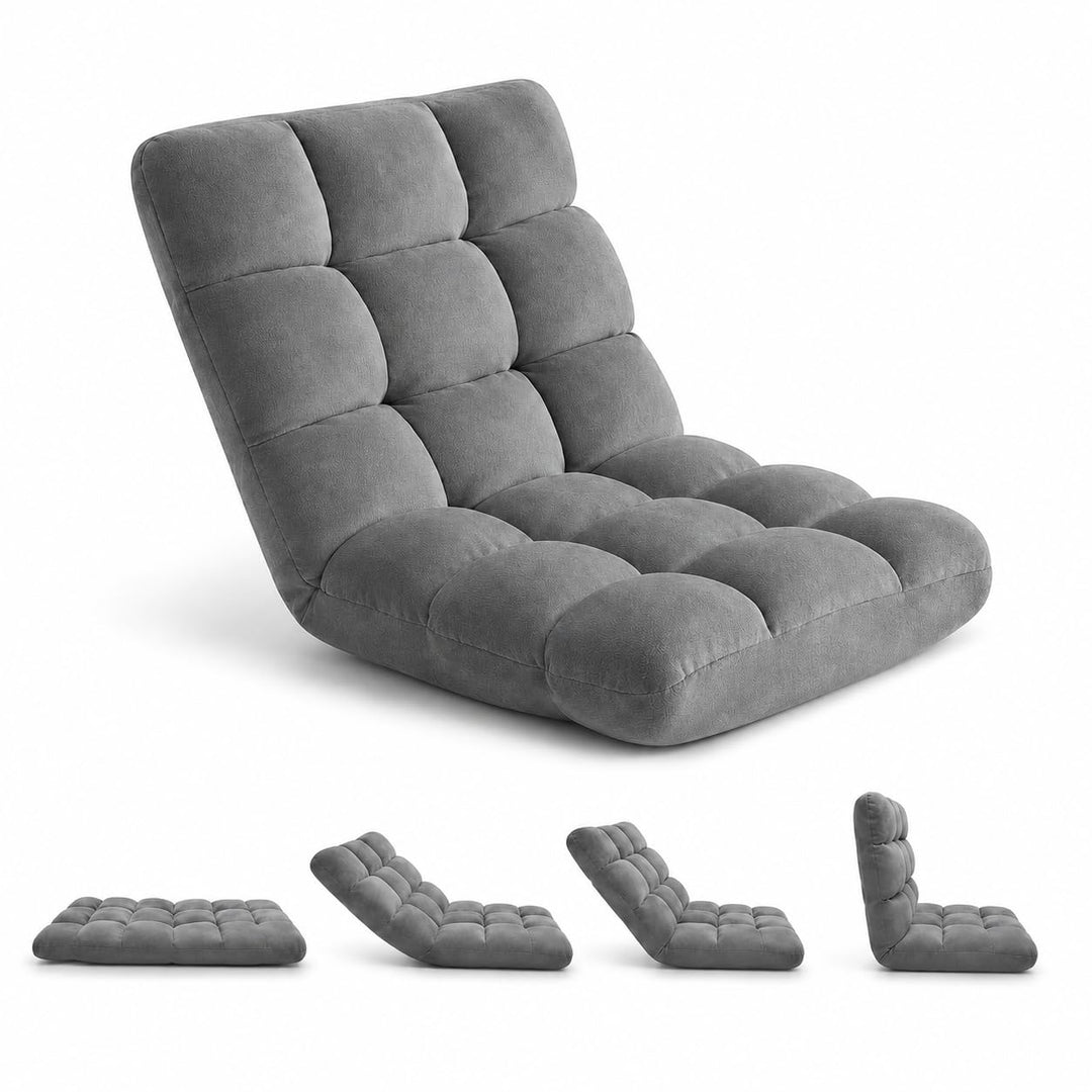 Desmond Adjustable Floor Chair with 14 Reclining Positions - Gray