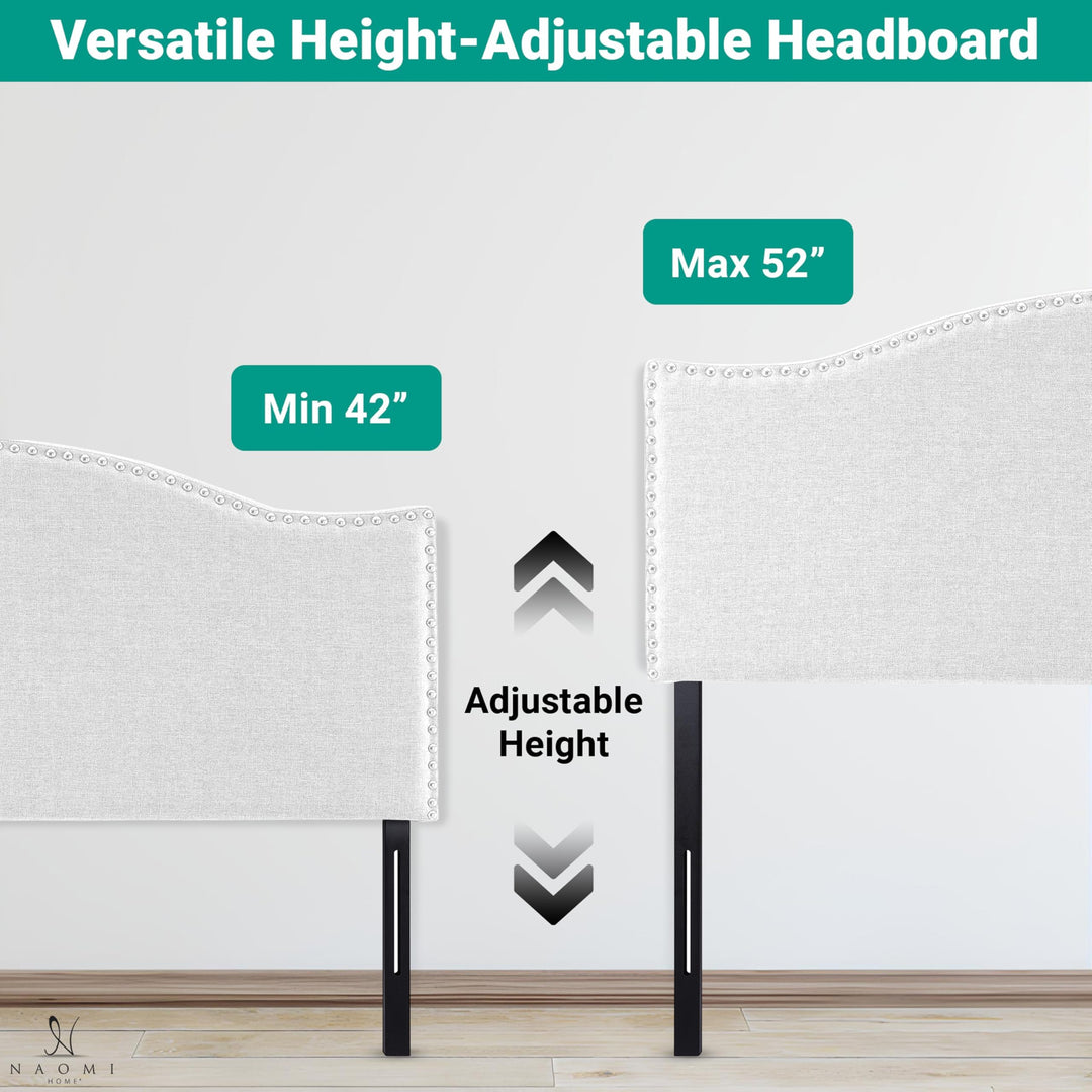 Catalina Upholstered Nailhead Headboard for Full Queen - White