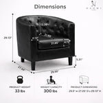 Load image into Gallery viewer, Emma Button-Tufted Faux Leather Barrel Accent Chair - Black
