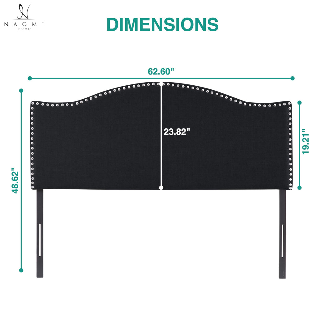 Catalina Upholstered Nailhead Headboard for Full Queen - Black