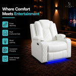 Load image into Gallery viewer, Chicago Power Recliner with LED Lights &amp; USB Charging - White
